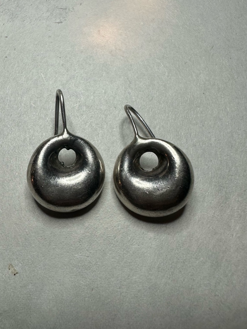 Modern Silver Donut Drop Earrings - Women Jewelry